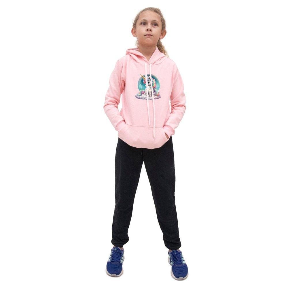 Conjunto Infantil Menina Estampa Unicornia Colorida Blusa Canguru e Calça Moletom Toque Macio