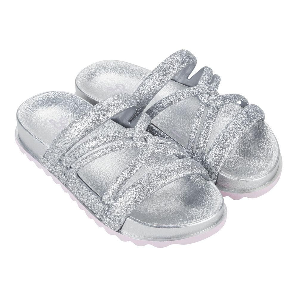 Chinelo Papete Infantil Barbie Menina 23150 Grendene Prata