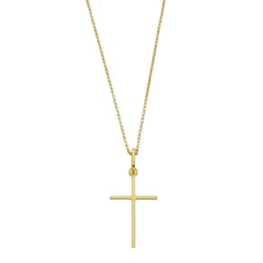Corrente De Ouro 18k 45cm Colar Elo Português Pingente Cruz