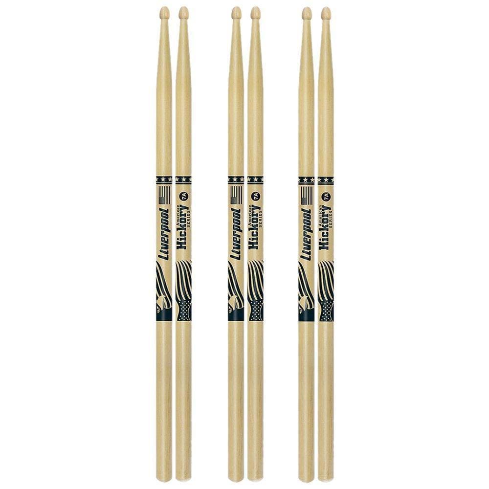 3 Pares Baqueta American Hickory Series 7A Madeira Liverpool