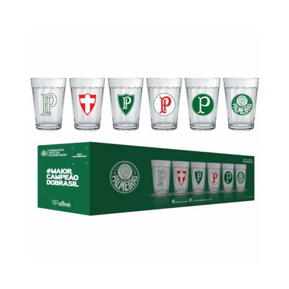 Kit Copo Americano Palmeiras 190ml com 6