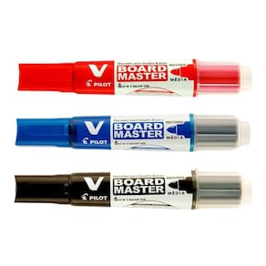 Kit 03 Marcador Para Quadro Branco PILOT Recarregável V Board Master Az Pt Vm | Ponta Redonda
