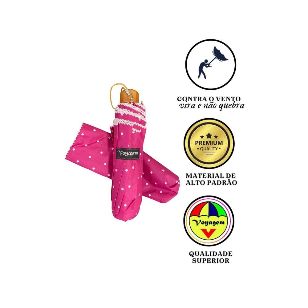 Guarda Chuva Reforçado Voyagem 010R - Contra O Vento Pink