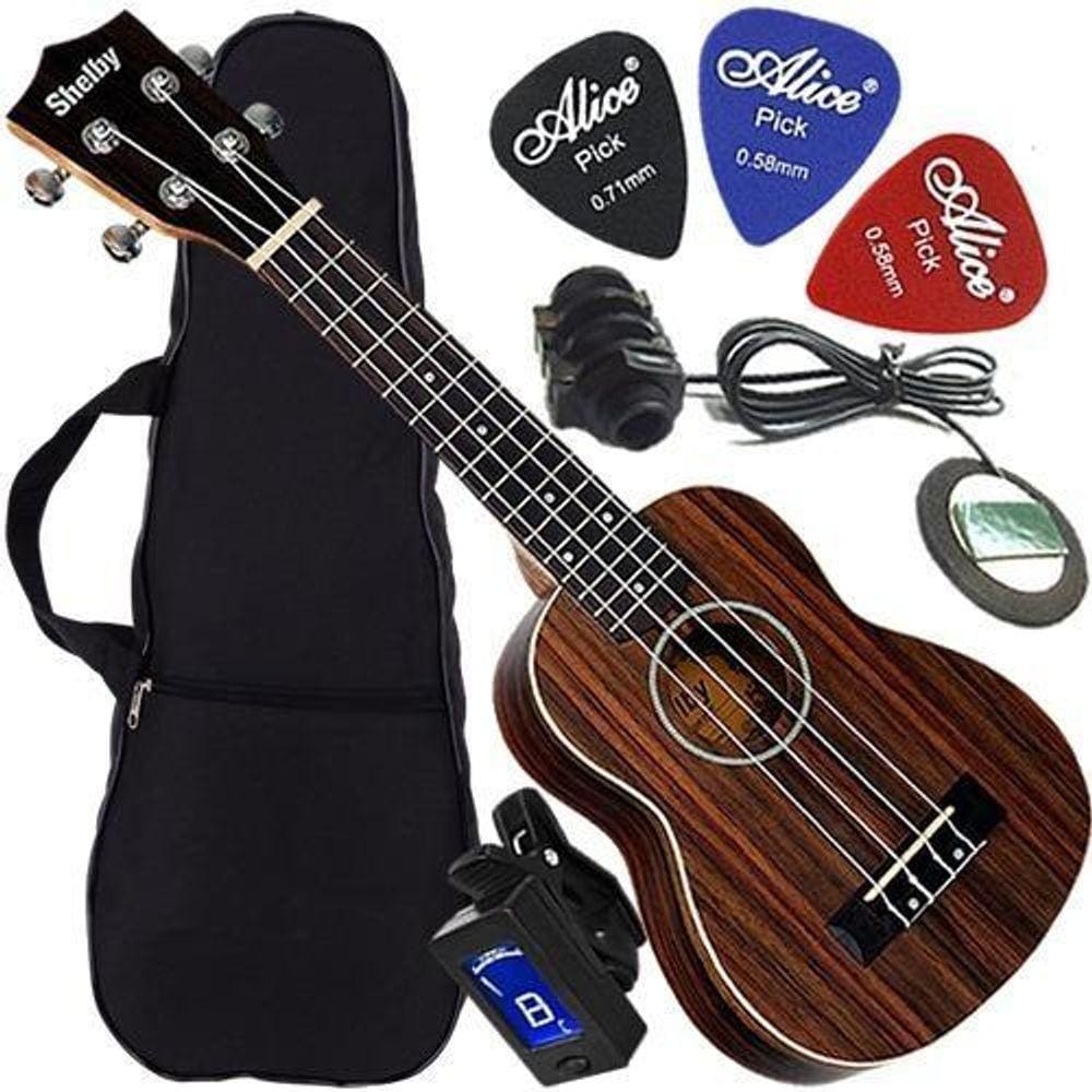 Kit Ukulele Canhoto Shelby Soprano Elétrico + Afinador Su21R