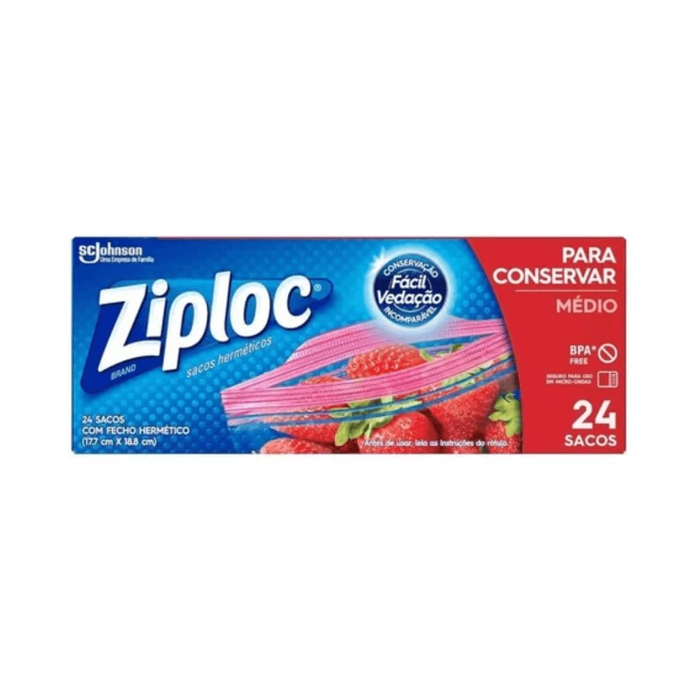 Saco Plástico Zip Médio c/ 24