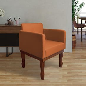 Poltrona Nina Retrô Pés de Madeira Maciça Suede Terracota
