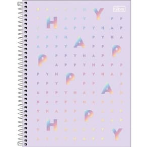 Caderno Universitário Capa Dura Happy 10 Matérias 160 Folhas Tilibra