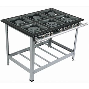 Fogao Industrial 6 Bocas M15 Queimador Duplo Premium 30X30 Perfil 6,5Cm Metalmaq