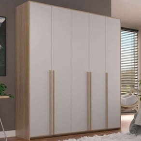 guarda-roupa modulado raven 5 pt 3 cinza e nogueira