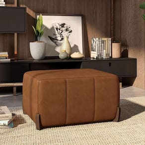 puff retangular beirute couro conhaque 80 cm