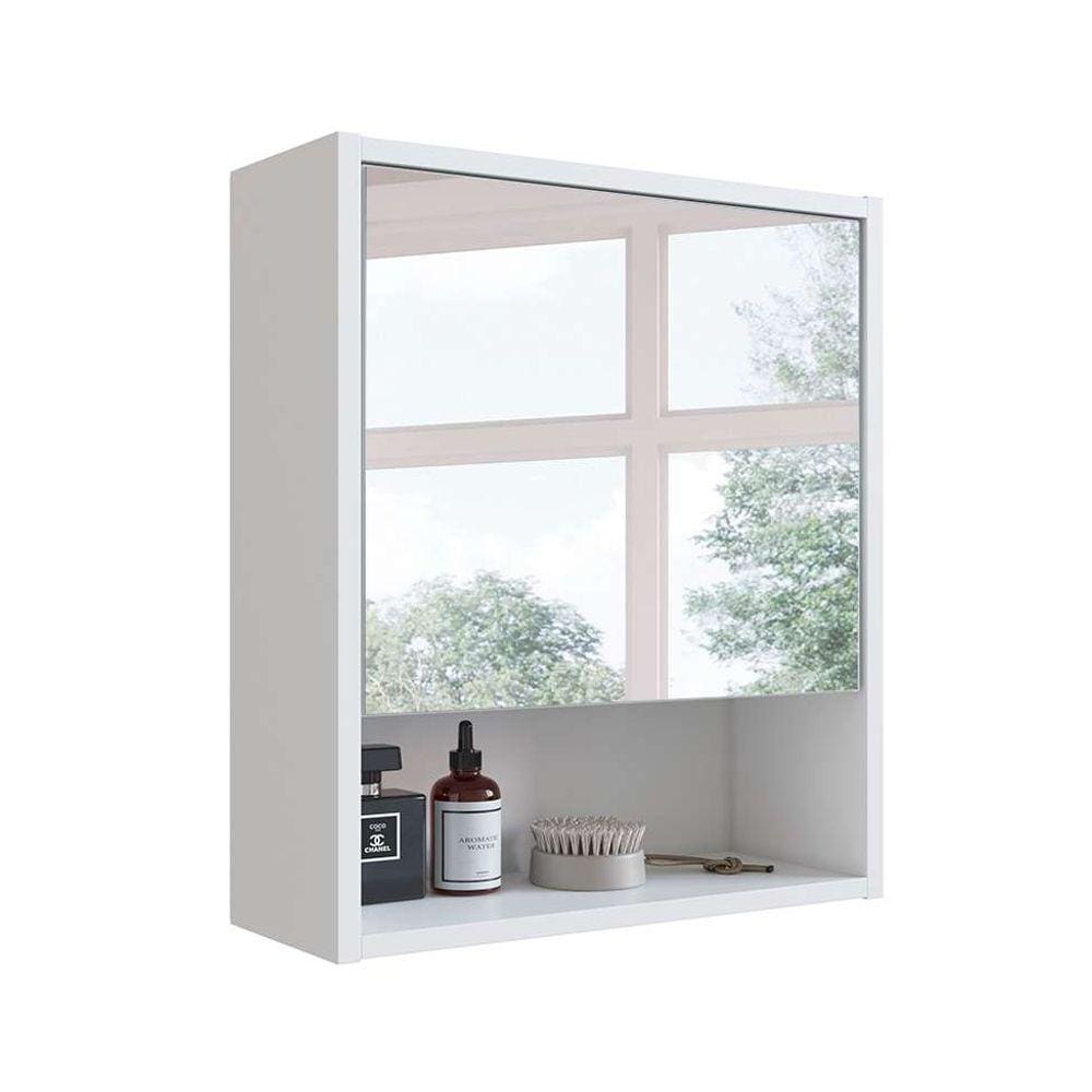 armário de banheiro com espelho slim 1 pt branco