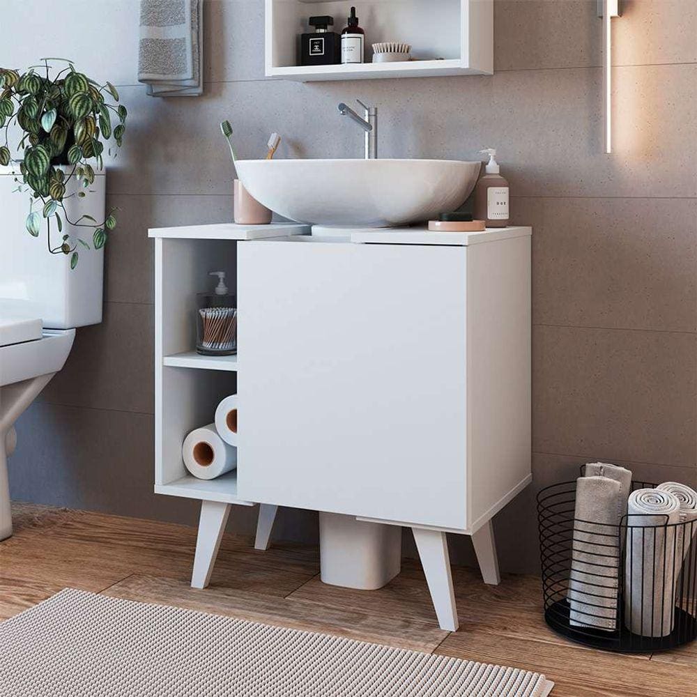 gabinete de banheiro de coluna slim 1 pt branco
