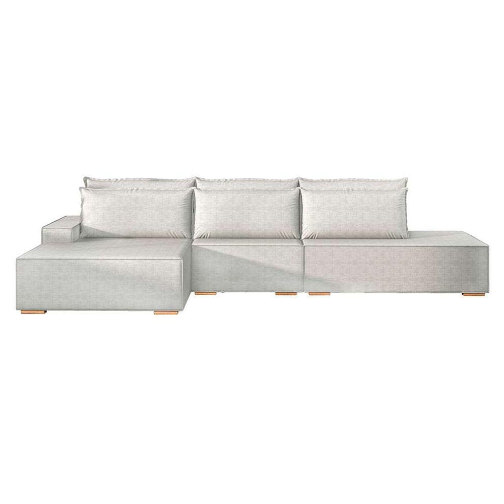 sofá 5 lugares toronto com chaise esquerdo poliéster petróleo