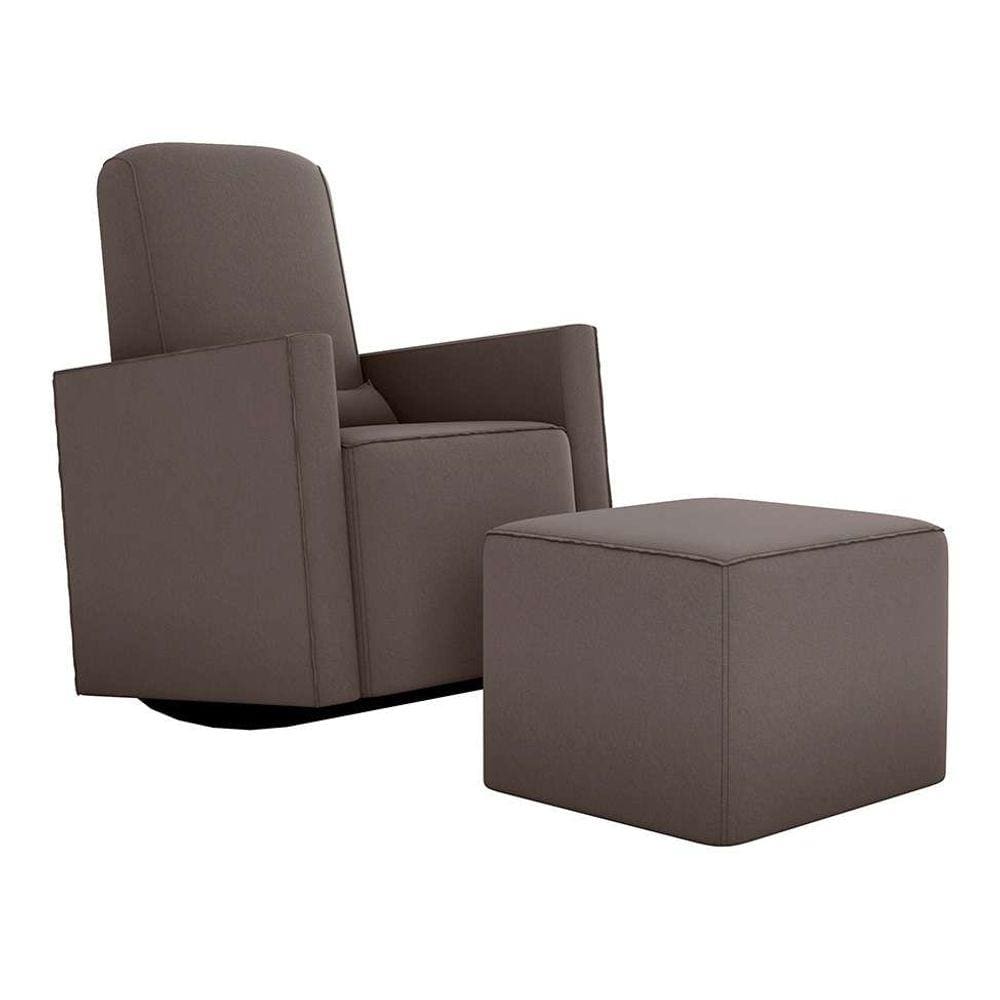 poltrona com puff annecy suede capuccino