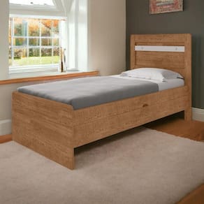 Cama Baú Larissa Solteiro Naturale e Off com Colchão Framar