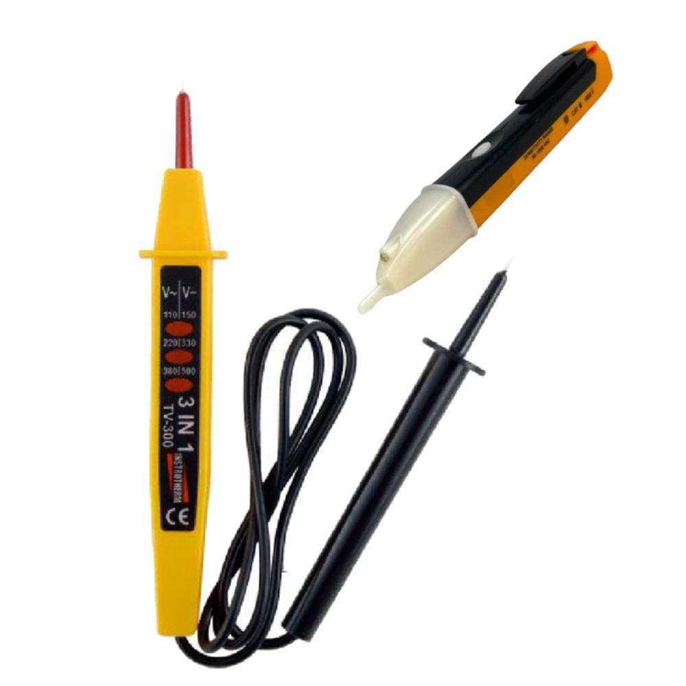 Kit Testador Voltagem Ac Dc 110/220/380 Volts Tv-300 Detector Tensão 90 A 1000V Ac Cat Iii Tv-600 Portátil Instrutherm