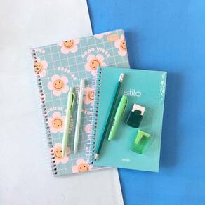 Kit Papelaria 2.0 Fofo Universitario Tons Verde Neon Pastel