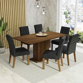 Conjunto Sala de Jantar Mesa Tampo de Madeira 6 Cadeiras Rustic/Oxford Hanna Madesa