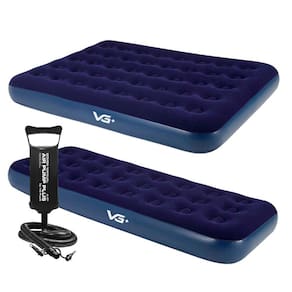 Kit 1 Colchão Inflável Casal e Solteiro Flocked Comfort com Bomba Manual Vg Plus