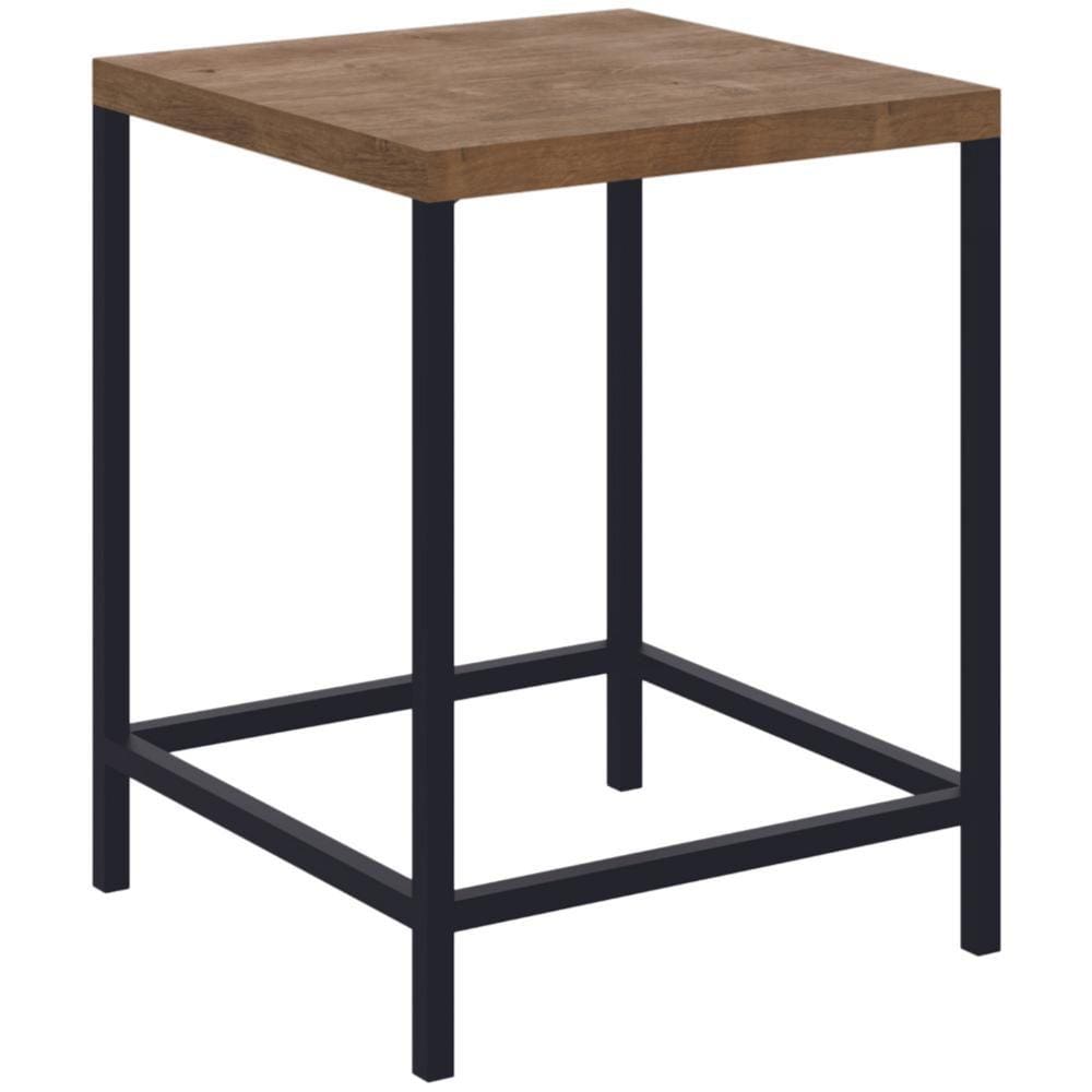 Banqueta Baixa Industrial Steel Quadra Artesano 45 cm (altura) MDP Vermont Estrutura Aço Preto Fosco