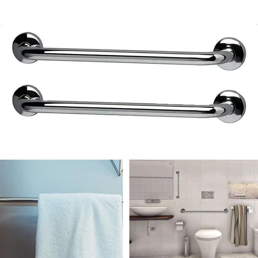 Alça Apoio 40Cm Aço Inox Kit 2 Uni Anti Queda Cadeirante Pcd Acessibilidade Escada Corrimao Varanda Box Banheiro
