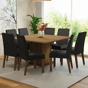 Conjunto Sala de Jantar Mesa Tampo de Madeira 8 Cadeiras Rustic/Oxford Doris Madesa