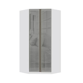 Guarda Roupa Modulado Canto Closet 2 Portas 111,9cm com Vidro Reflecta Prata Prime Luciane Móveis