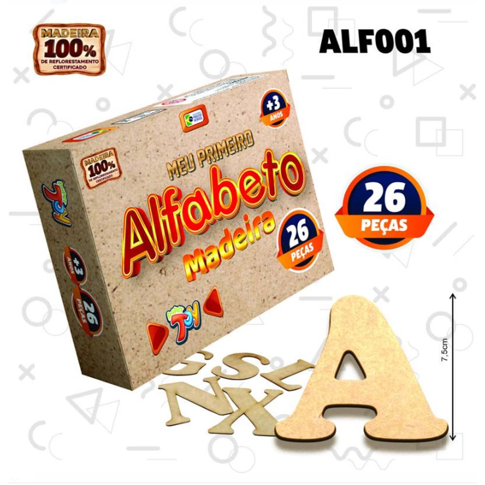 Meu Primeiro Alfabeto Madeira 26 Peças MDF - Paper Toy
