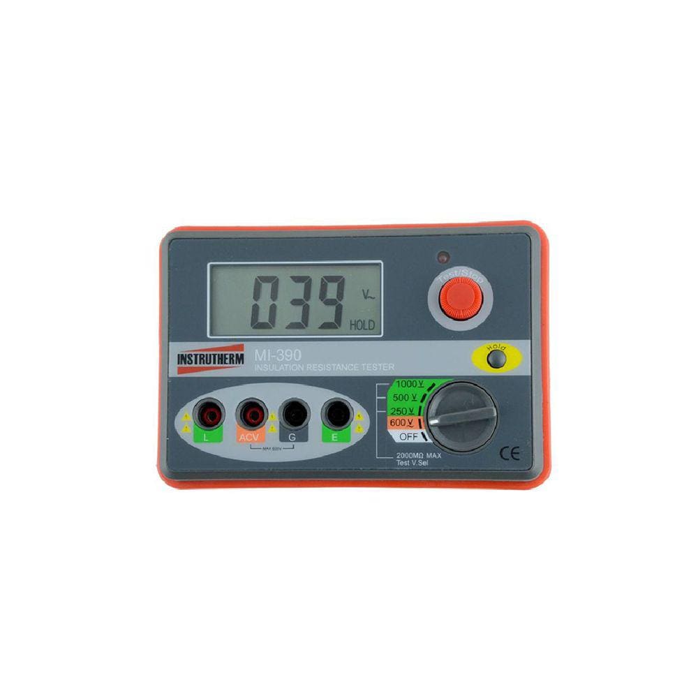 Megôhmetro Digital Faixa 1000V E 2000 Mohms Medidor Resistência Isolação Mi-390 Portátil Instrutherm Com Estojo