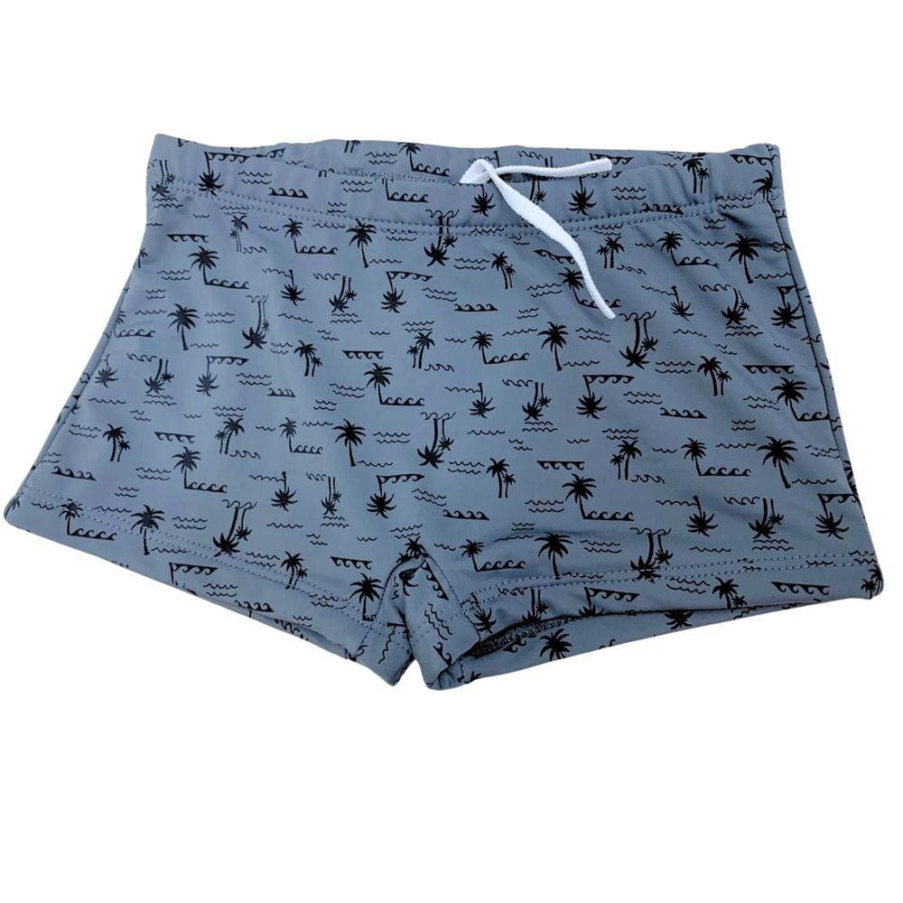 Sunga Boxer Infantil Juvenil Cinza Coqueiros Proteção UV 50