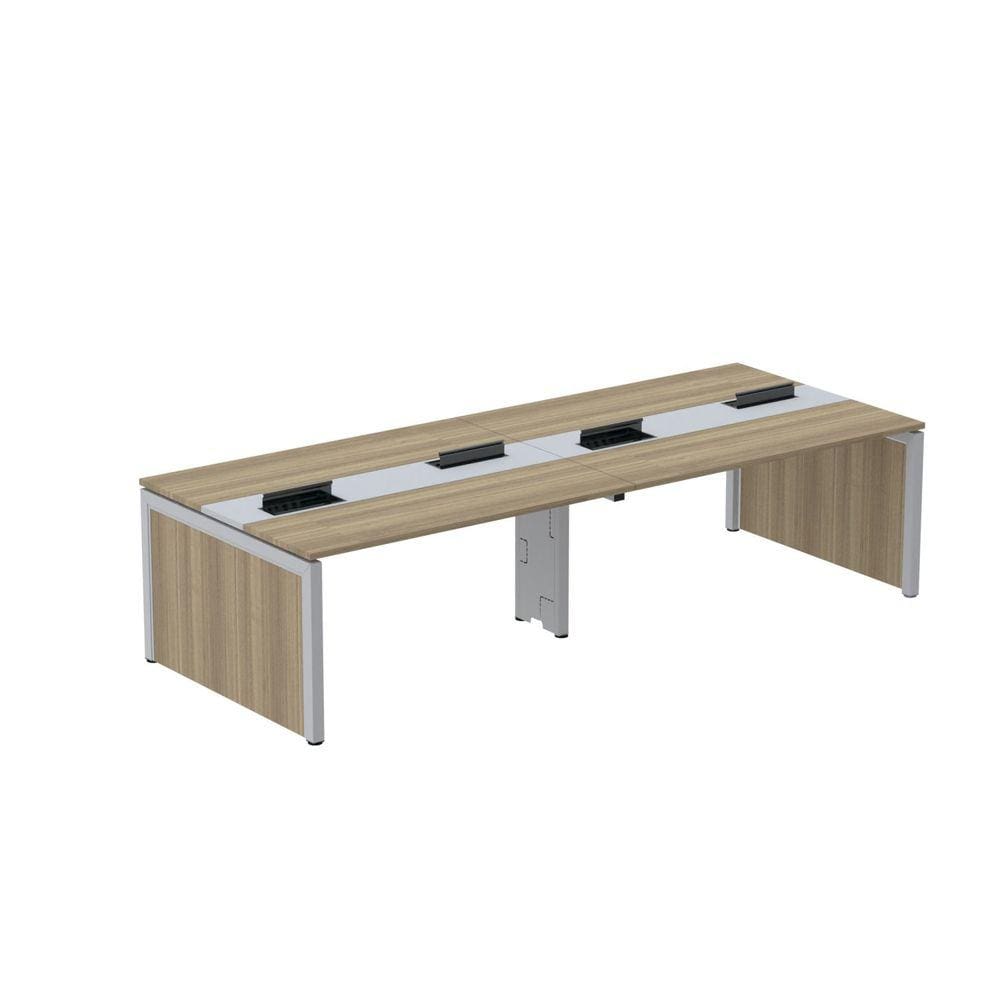 Mesa Plataforma Dupla para 4 Lugares para Coworking 120x120/4p Noce Naturalle/Cinza