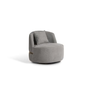 Poltrona Giratória para Sala de Estar Laila Cinza/Dourado