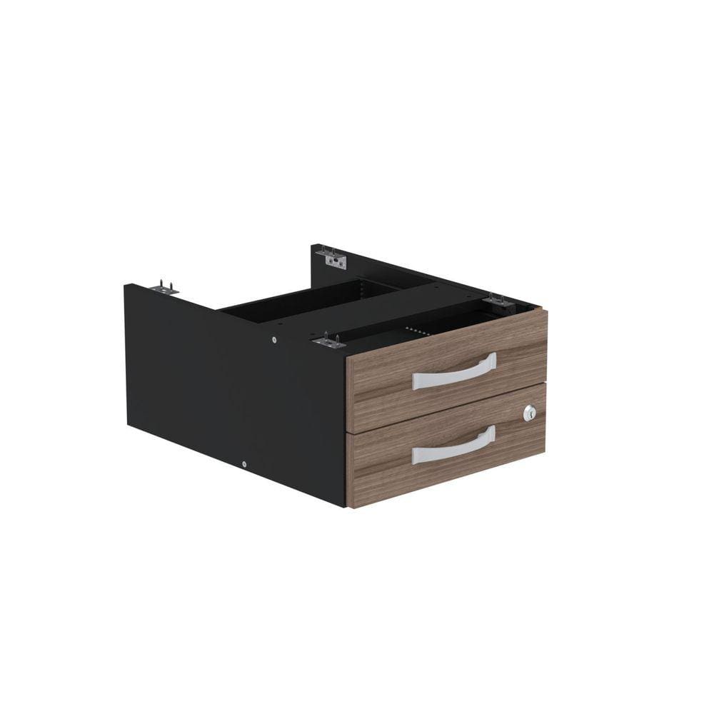 Gaveteiro Aéreo para Escritório 2 Gavetas Pe40 Preto/Walnut
