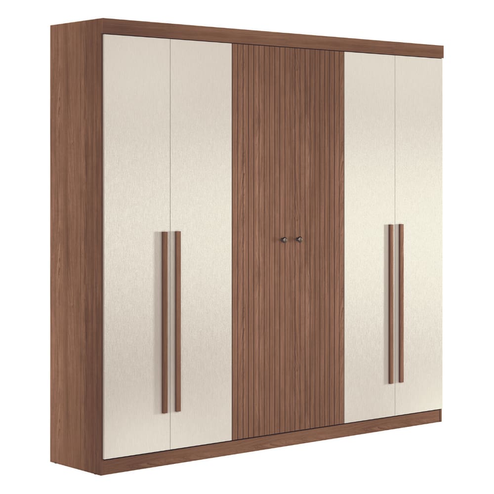 Guarda Roupa Casal Ripado 6 Portas Sintra Jatobá Areia