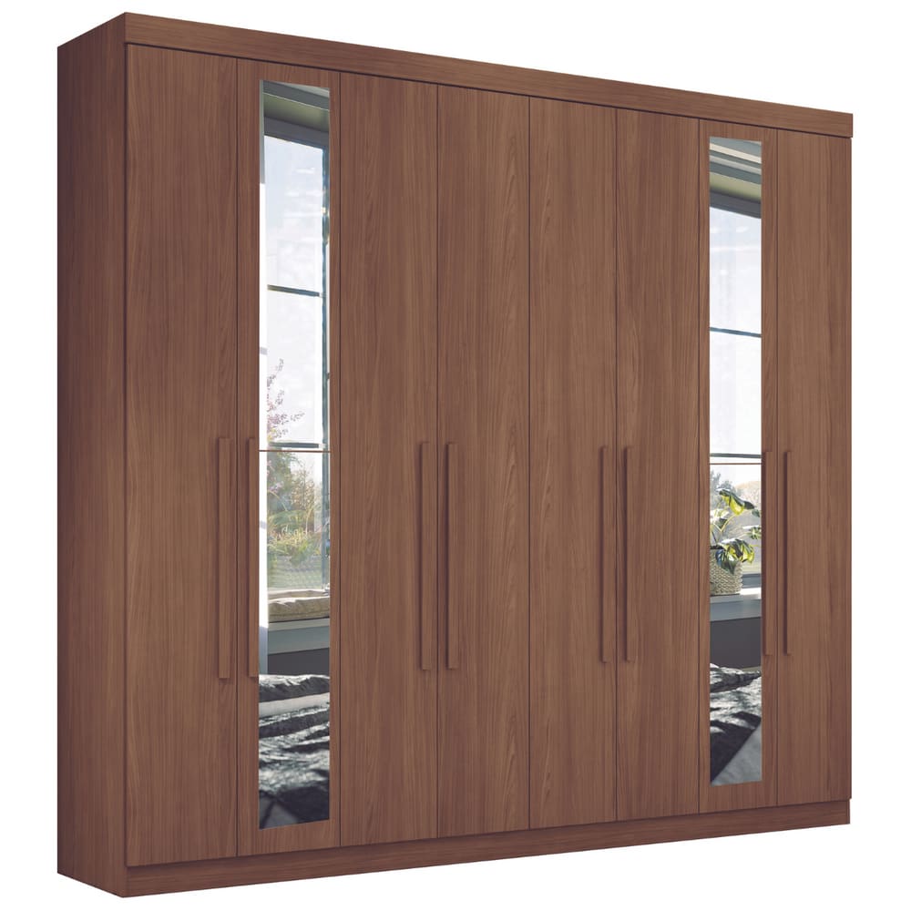 Guarda Roupa Casal Com Espelho 8 Portas Paris Jatobá