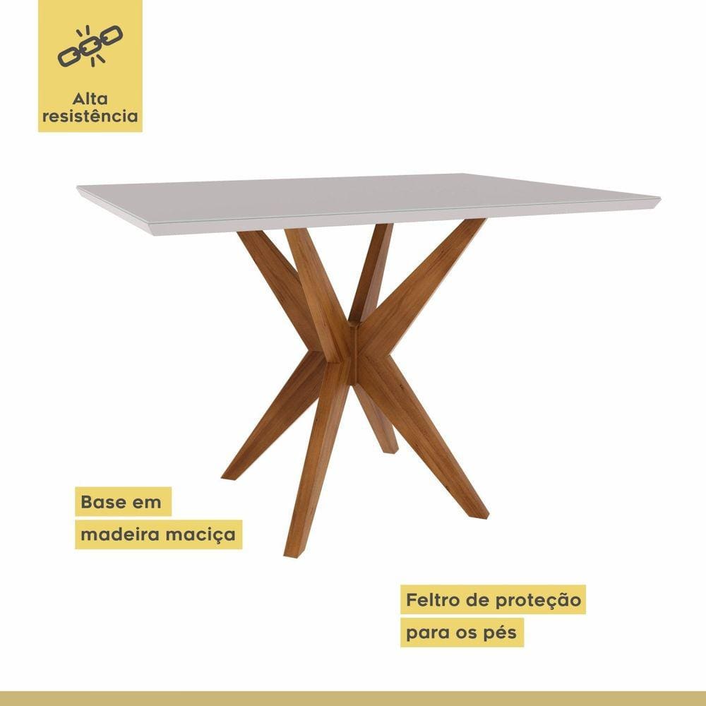 Conjunto Sala de Jantar Mesa Donna com 4 Cadeiras Rainha Mel Natural/Off White