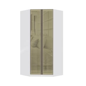 Guarda Roupa Modulado Canto Closet 2 Portas 111,9cm com Vidro Reflecta Bronze Prime Luciane Móveis