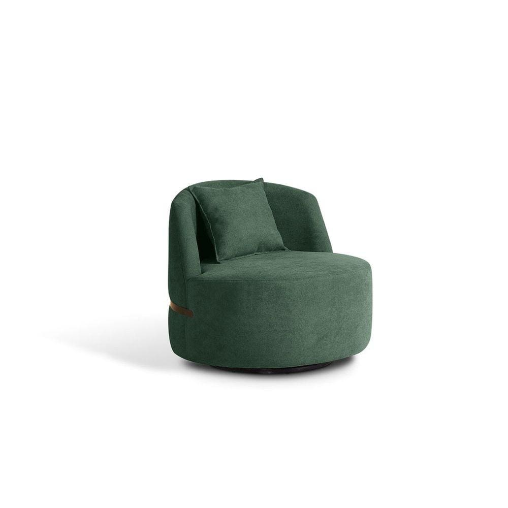 Poltrona Giratória para Sala de Estar Laila Verde/Dourado