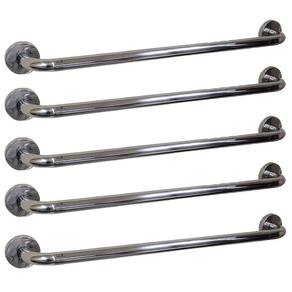Barra Alça Apoio Kit 5 Uni Aço Inox 50Cm Anti Queda Evita Acidente Suporte Idoso Gestante Cadeirante Deficiente