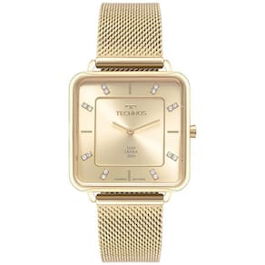 Relogio Technos Feminino Dourado Quadrado Safira Gl22Ai/1X