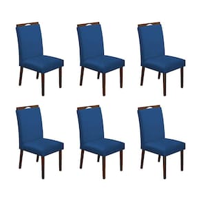 Kit 6 Cadeiras De Jantar Madeira Maciça Mel Premium Heloísa Veludo Azul - Cor: Azul
