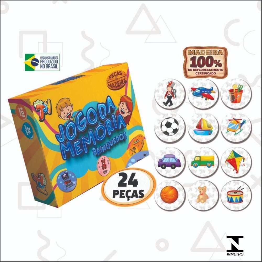 Jogo da Memória Brinquedos 24 Peças MDF - Paper Toy