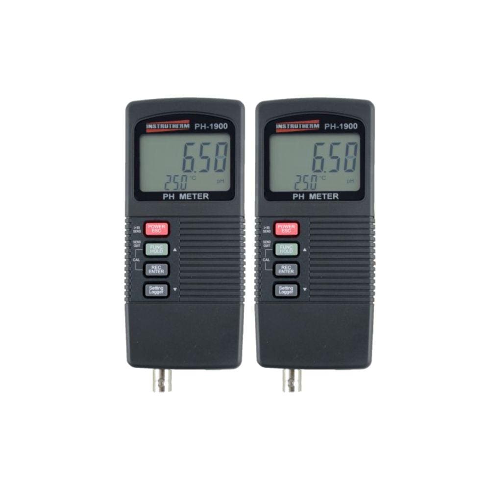 Kit 2 Medidor Ph Digital Mv Faixa 0,00 A 14,00 Rs-232 Datalogger Memória Máx Mín Hold Ph-1900 Portátil Instruttherm