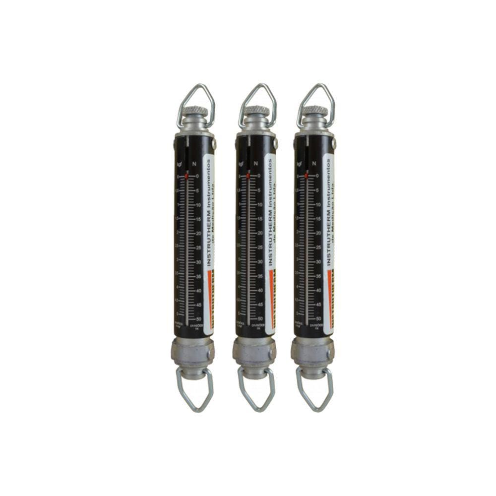 Kit 3 Dinamômetro Analógico Faixa 0 A 5Kgf Tubular Graduação 100Gf Alumínio 1 Divisão Linear At-5 Portátil Instrutherm