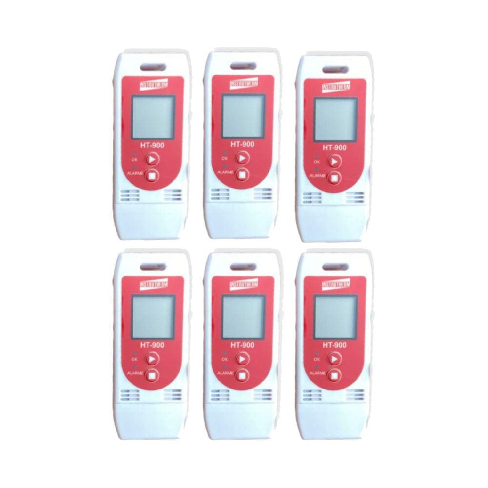 Kit 6 Datalogger Digital Temperatura Umidade 32000 Leituras Alarme Usb Ht-900 Portátil Instrutherm