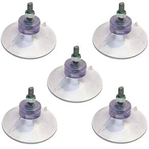 Kit 5 Ventosas de 40mm (4 cm) PVC Cristal C/Parafuso e Porca