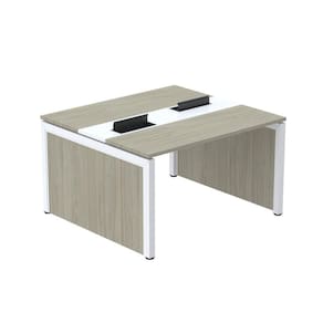 Mesa de Plataforma Dupla para 2 Pessoas Corporativa 160x140/2p Nogueira Casablanca/Branco