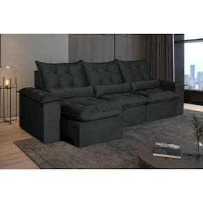 Sofá 5 Lugares Retrátil e Reclinável Atlantis Preto