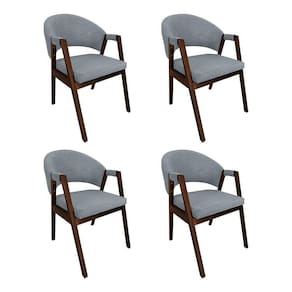 Kit 4 Cadeiras De Jantar Madeira Maciça Mel Premium Helen Linho Cinza - Cor: Cinza