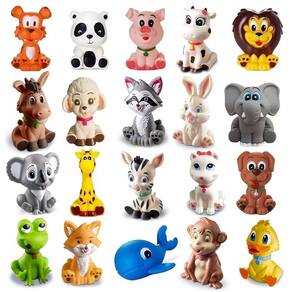 Kit Com 20 Unids Brinquedos De Vinil Para Bebê Mundo Animal